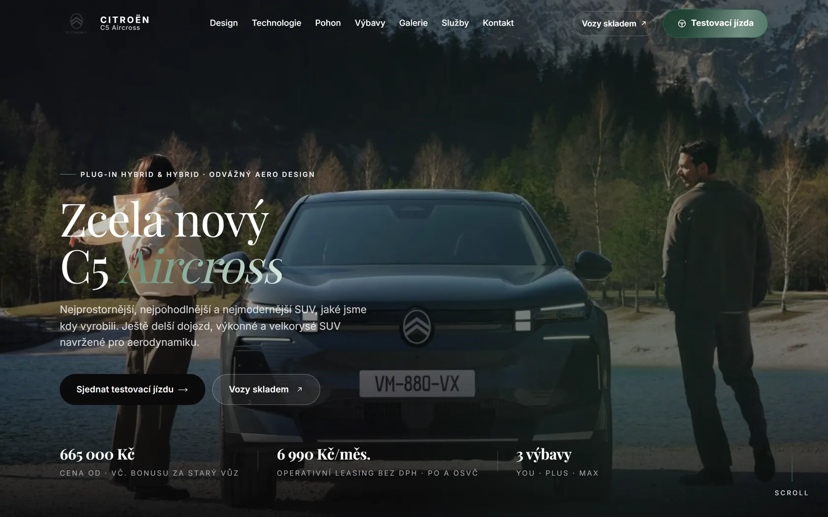 Web citroenc5aircross.cz - projekt postavený v Merrido