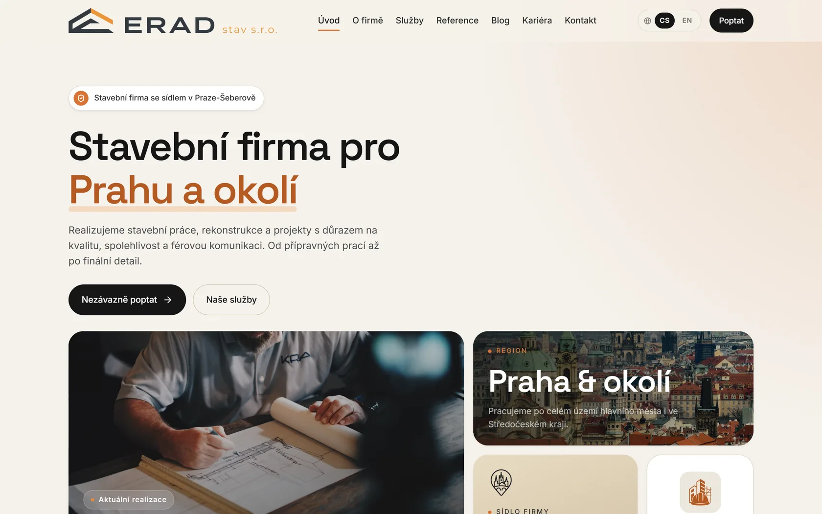 Web eradstav.cz - projekt postavený v Merrido