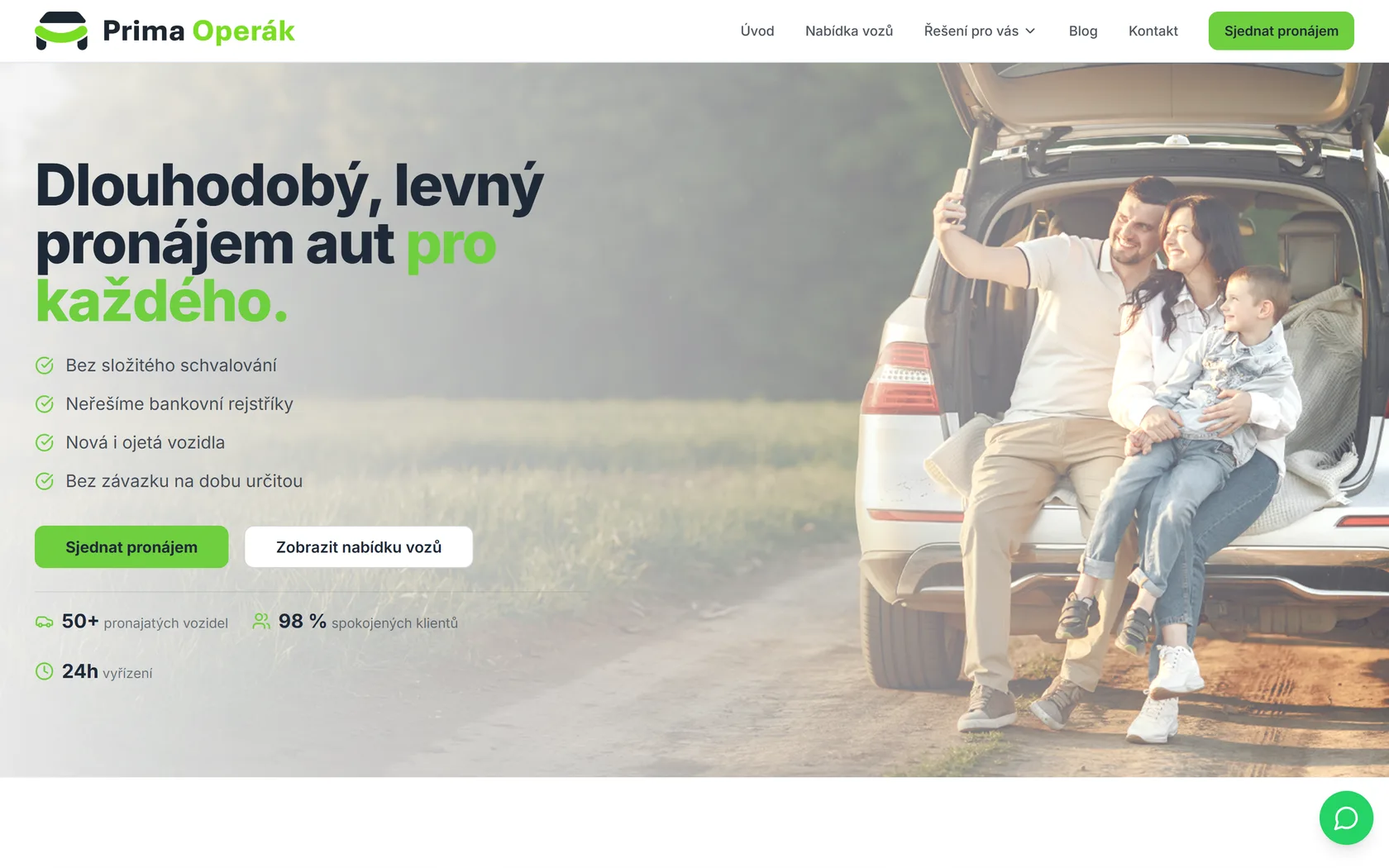 Web primaoperak.cz - projekt postavený v Merrido